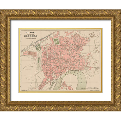 Cordova Spain Europe - Martin 1911 Gold Ornate Wood Framed Art Print with Double Matting by Martin