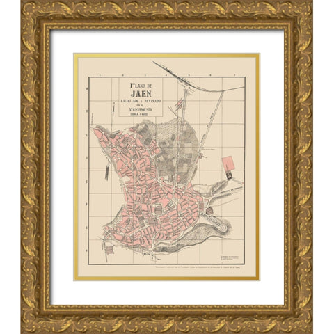 Jaen Spain Europe - Martin 1911 Gold Ornate Wood Framed Art Print with Double Matting by Martin