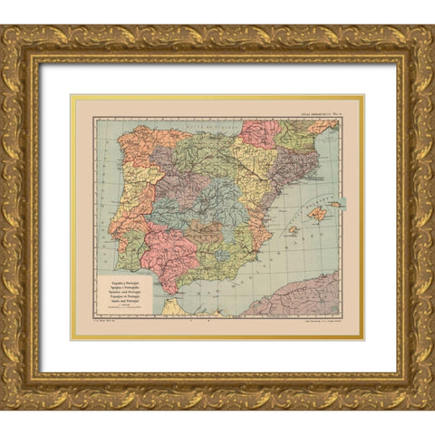 Spain Portugal - Streit 1913 Gold Ornate Wood Framed Art Print with Double Matting by Streit