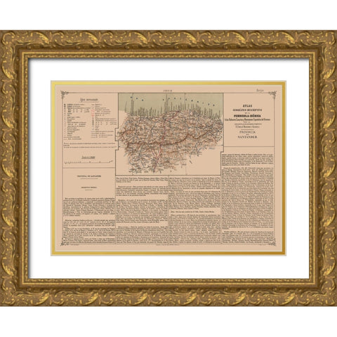 Santander Province Spain - Valverde 1880 Gold Ornate Wood Framed Art Print with Double Matting by Valverde