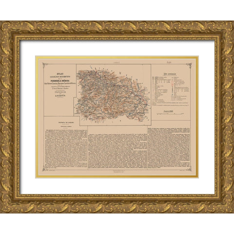 Logrono Province Spain - Valverde 1880 Gold Ornate Wood Framed Art Print with Double Matting by Valverde