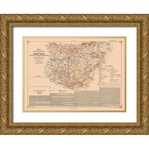 Badajoz Province Spain - Valverde 1880 Gold Ornate Wood Framed Art Print with Double Matting by Valverde