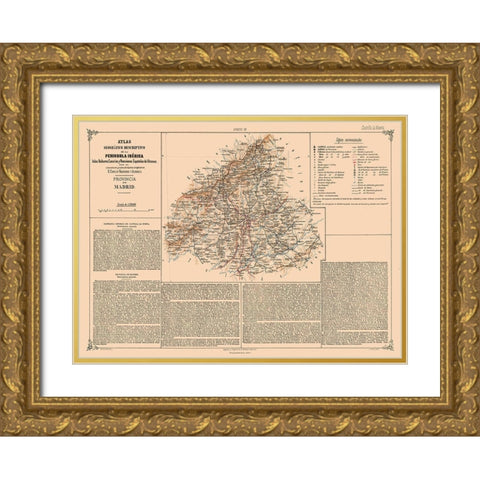 Madrid Province Spain - Valverde 1880 Gold Ornate Wood Framed Art Print with Double Matting by Valverde