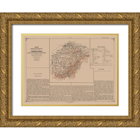 Segovia Province Spain - Valverde 1880 Gold Ornate Wood Framed Art Print with Double Matting by Valverde