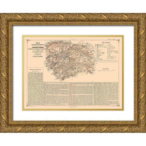 Guadalajara Province Spain - Valverde 1880 Gold Ornate Wood Framed Art Print with Double Matting by Valverde