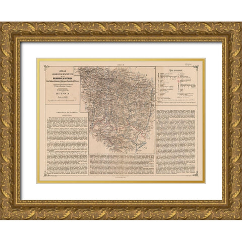Huesca Province Spain - Valverde 1880 Gold Ornate Wood Framed Art Print with Double Matting by Valverde