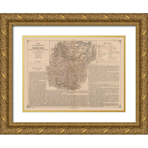 Teruel Province Spain - Valverde 1880 Gold Ornate Wood Framed Art Print with Double Matting by Valverde