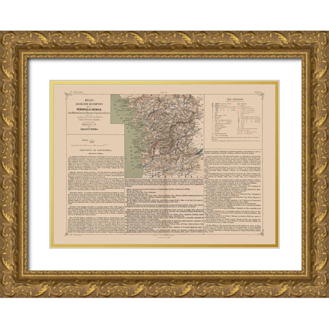 Pontevedra Province Spain - Valverde 1880 Gold Ornate Wood Framed Art Print with Double Matting by Valverde
