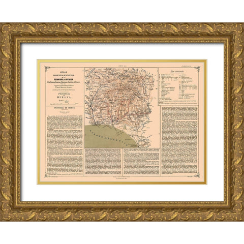 Huelva Province Spain - Valverde 1880 Gold Ornate Wood Framed Art Print with Double Matting by Valverde