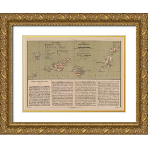 Canary Islands Spain - Valverde 1880 Gold Ornate Wood Framed Art Print with Double Matting by Valverde