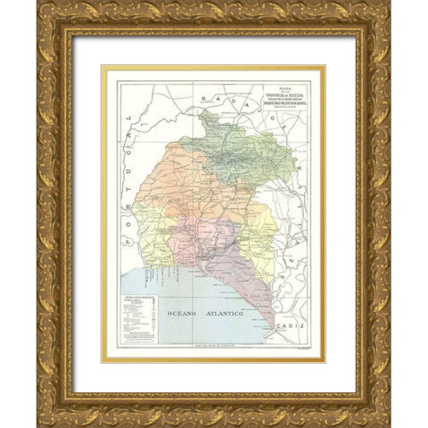 Huelva Province Spain - Pompido 1913 Gold Ornate Wood Framed Art Print with Double Matting by Pompido
