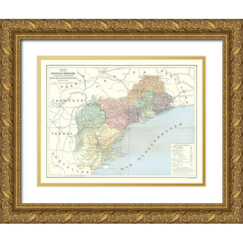 Tarragona Province Spain - Pompido 1913 Gold Ornate Wood Framed Art Print with Double Matting by Pompido