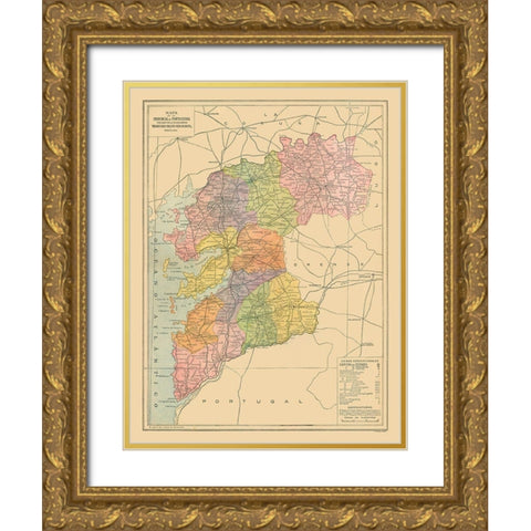 Pontevedra Province Spain - Pompido 1913 Gold Ornate Wood Framed Art Print with Double Matting by Pompido