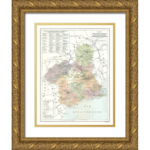 Murcia Province Spain - Pompido 1913 Gold Ornate Wood Framed Art Print with Double Matting by Pompido