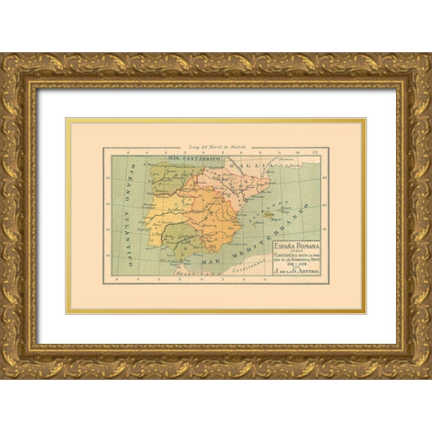 Spain 332 AD to 409 AD - Artero 1879 Gold Ornate Wood Framed Art Print with Double Matting by Artero