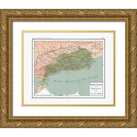 South East Spain - Artero 1879 Gold Ornate Wood Framed Art Print with Double Matting by Artero