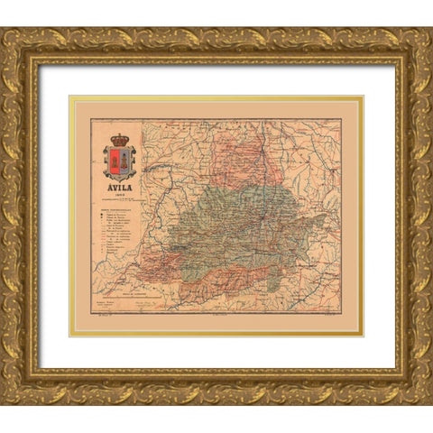 Avila Spain 1903 - Martine 1904 Gold Ornate Wood Framed Art Print with Double Matting by Martine