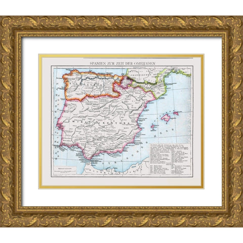 Umayyad Caliphate Spain - Droysen 1886 Gold Ornate Wood Framed Art Print with Double Matting by Droysen