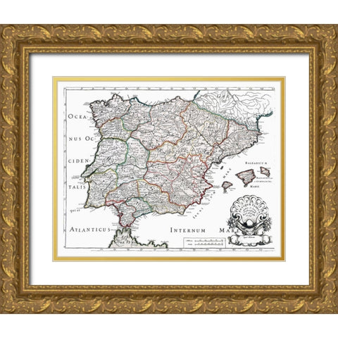 Ancient Spain - Sanson 1641 Gold Ornate Wood Framed Art Print with Double Matting by Sanson