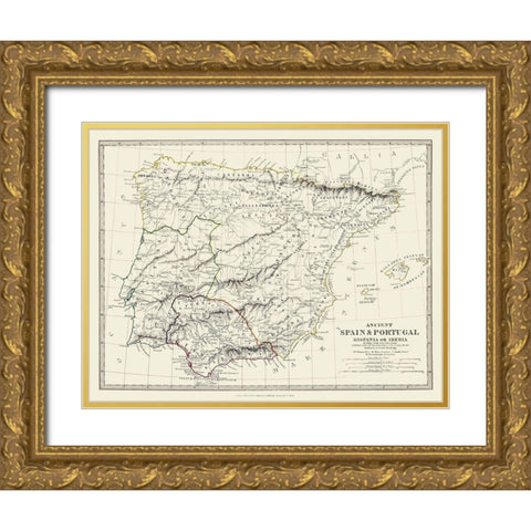Ancient Spain Portugal - Chapman 1830 Gold Ornate Wood Framed Art Print with Double Matting by Chapman