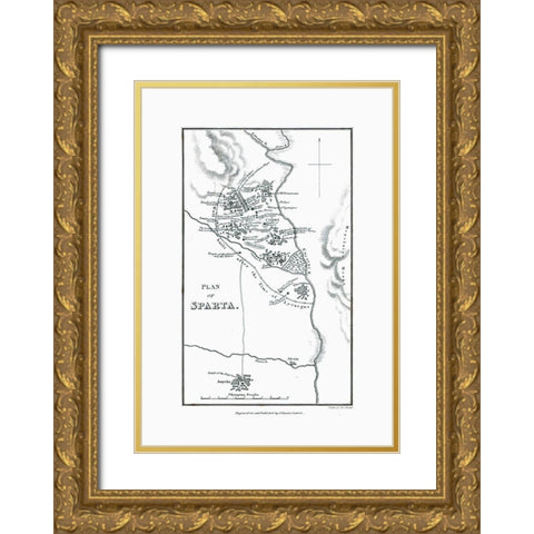 Sparta Greece - Oxford 1828 Gold Ornate Wood Framed Art Print with Double Matting by Oxford