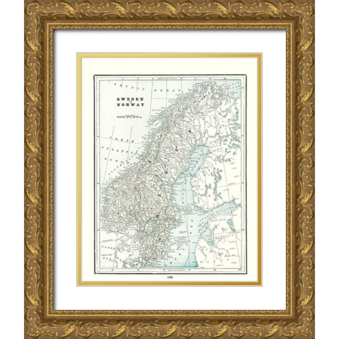 Sweden Norway - Rathbun 1893 Gold Ornate Wood Framed Art Print with Double Matting by Rathbun