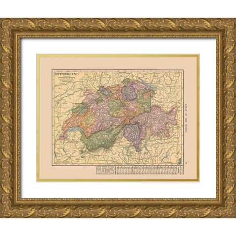 Switzerland - Hammond 1910 Gold Ornate Wood Framed Art Print with Double Matting by Hammond