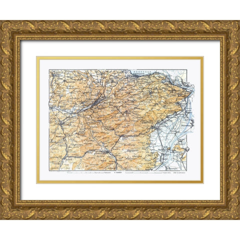 Northeastern Switzerland - Baedeker 1921 Gold Ornate Wood Framed Art Print with Double Matting by Baedeker