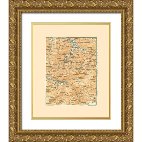 Muotathal Region Switzerland - Baedeker 1921 Gold Ornate Wood Framed Art Print with Double Matting by Baedeker