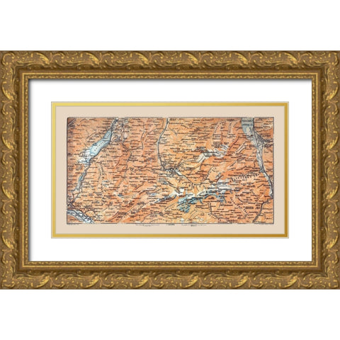 Engelberg Region Switzerland - Baedeker 1921 Gold Ornate Wood Framed Art Print with Double Matting by Baedeker