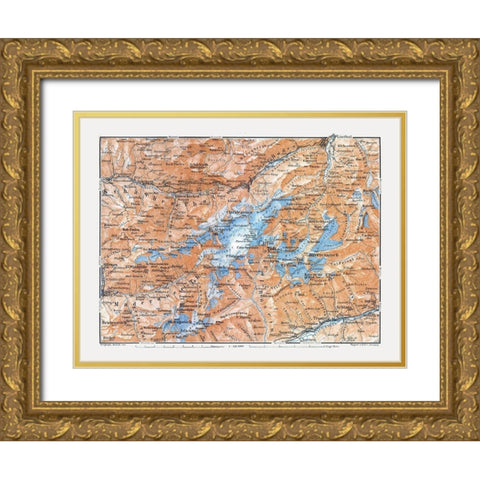 Bifertenstock Region Switzerland - Baedeker 1921 Gold Ornate Wood Framed Art Print with Double Matting by Baedeker