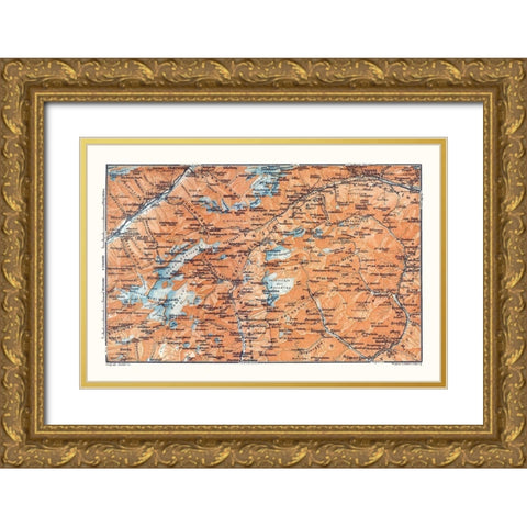 Gries Glacier Region Switzerland - Baedeker 1921 Gold Ornate Wood Framed Art Print with Double Matting by Baedeker