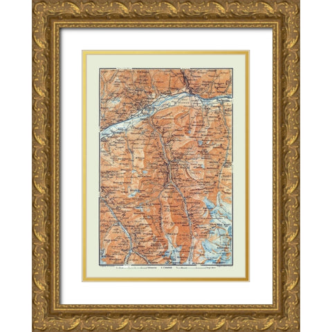 Val dAnniviers Region Switzerland - Baedeker 1921 Gold Ornate Wood Framed Art Print with Double Matting by Baedeker