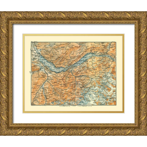 Switzerland - Baedeker 1921 Gold Ornate Wood Framed Art Print with Double Matting by Baedeker