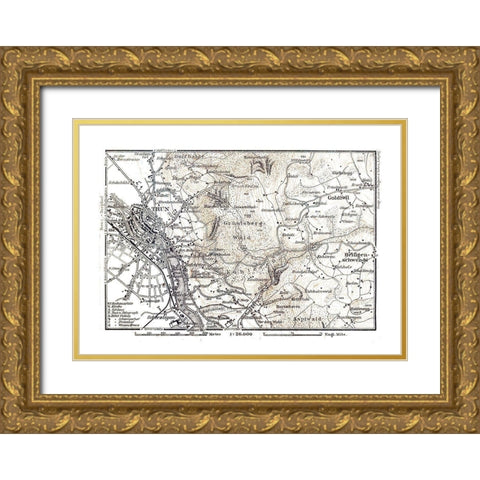 Thun Region Switzerland - Baedeker 1921 Gold Ornate Wood Framed Art Print with Double Matting by Baedeker