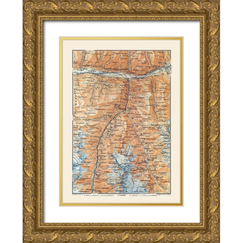 Stalden Region Switzerland - Baedeker 1921 Gold Ornate Wood Framed Art Print with Double Matting by Baedeker