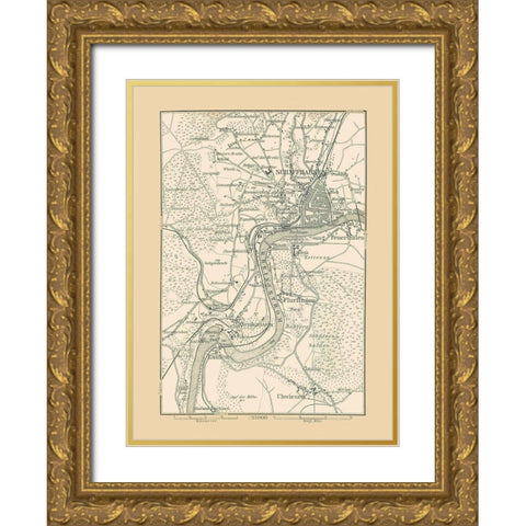 Schaffhausen Switzerland - Baedeker 1896 Gold Ornate Wood Framed Art Print with Double Matting by Baedeker