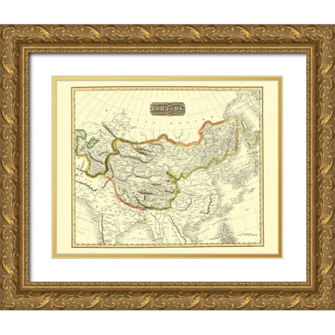 Tartary Region Asia - Thomson 1814 Gold Ornate Wood Framed Art Print with Double Matting by Thomson