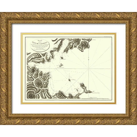 Plan Baie de Castries Russia Asia - Bernizet 1787 Gold Ornate Wood Framed Art Print with Double Matting by Bernizet
