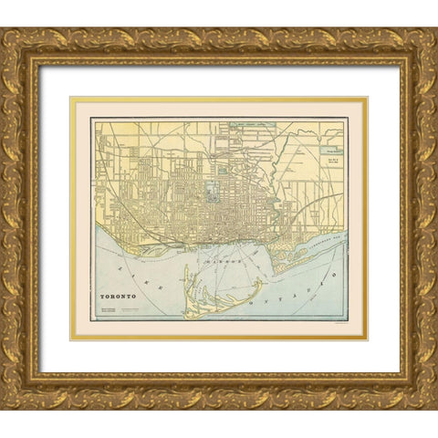 Toronto - Cram 1892 Gold Ornate Wood Framed Art Print with Double Matting by Unknown