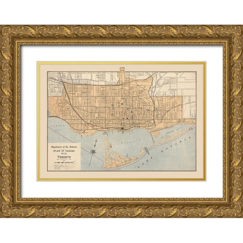 Toronto Canada - White 1906 Gold Ornate Wood Framed Art Print with Double Matting by White