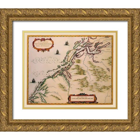 Trondheim Region Norway - Jansson 1662 Gold Ornate Wood Framed Art Print with Double Matting by Jansson