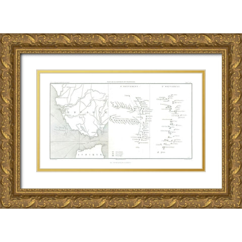 Battle of Trafalgar, Field Plan - Thiers 1866 Gold Ornate Wood Framed Art Print with Double Matting by Unknown
