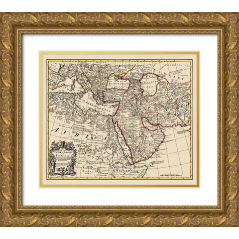 Turkey Arabia Persia - De Lisle 1721 Gold Ornate Wood Framed Art Print with Double Matting by De L''isle