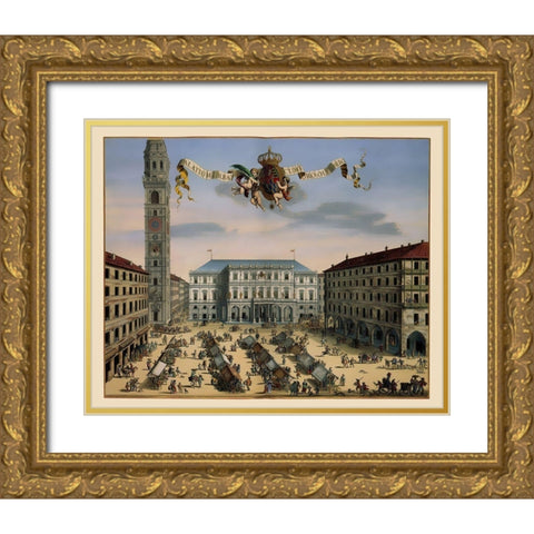 Turin Italy - Blaeu 1682 Gold Ornate Wood Framed Art Print with Double Matting by Blaeu