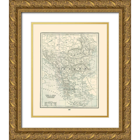 Turkey Greece Romania Serbia Montenegro Gold Ornate Wood Framed Art Print with Double Matting by Rathbun