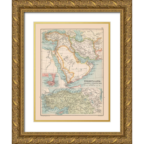 Turkey Arabia Persia - Bartholomew 1892 Gold Ornate Wood Framed Art Print with Double Matting by Bartholomew