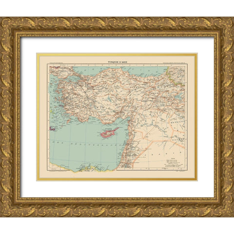 Asia Turkey - Schrader 1908 Gold Ornate Wood Framed Art Print with Double Matting by Schrader
