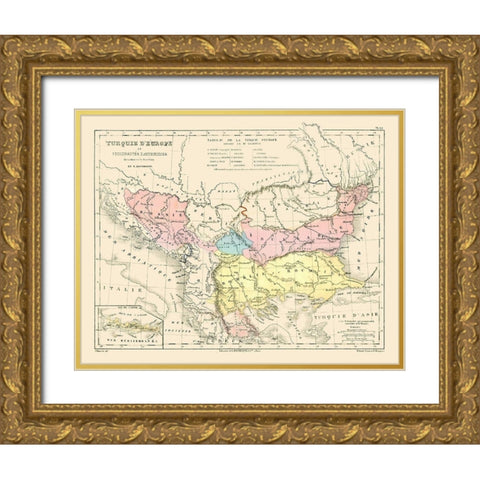 Europe Turkey - Cortambert 1880 Gold Ornate Wood Framed Art Print with Double Matting by Cortambert