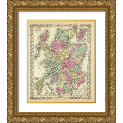 Scotland - Colton 1855 Gold Ornate Wood Framed Art Print with Double Matting by Colton